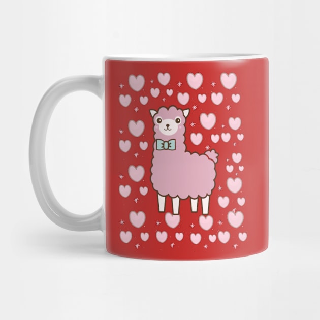 pink llamas and heart by houdasagna